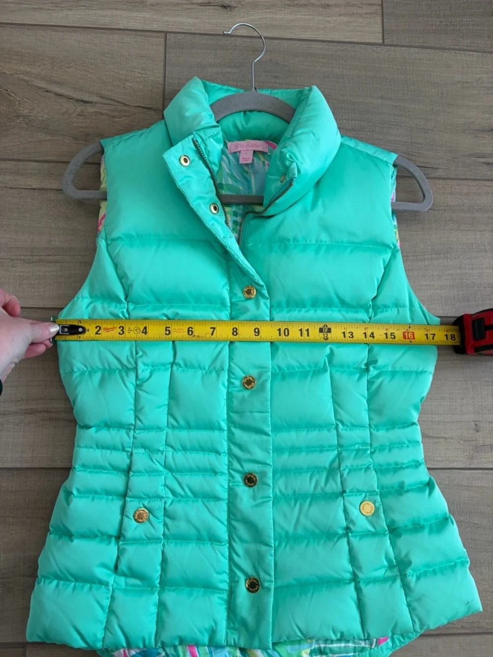 Lilly Pulitzer Isabelle Teal Green Sleeveless Down Filled Puffer Vest S - Picture 10 of 12
